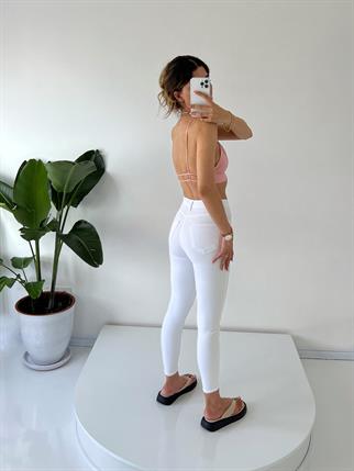 Beyaz Yüksek Bel Skinny Jean 