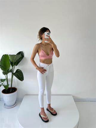 Beyaz Yüksek Bel Skinny Jean 