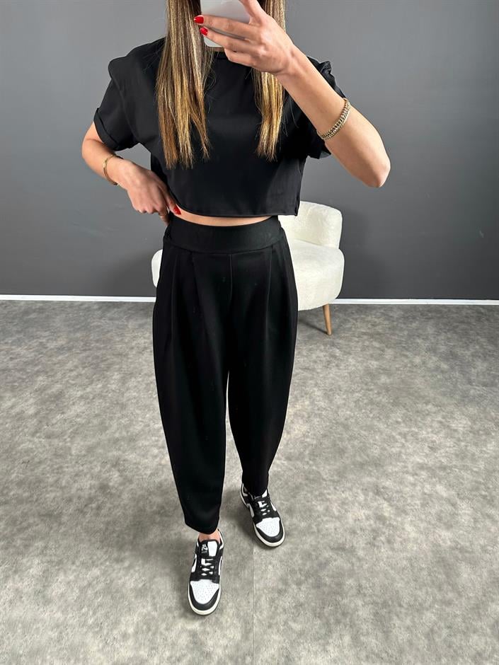 Wulf Siyah Modal Kumaş Şalvar Pantolon