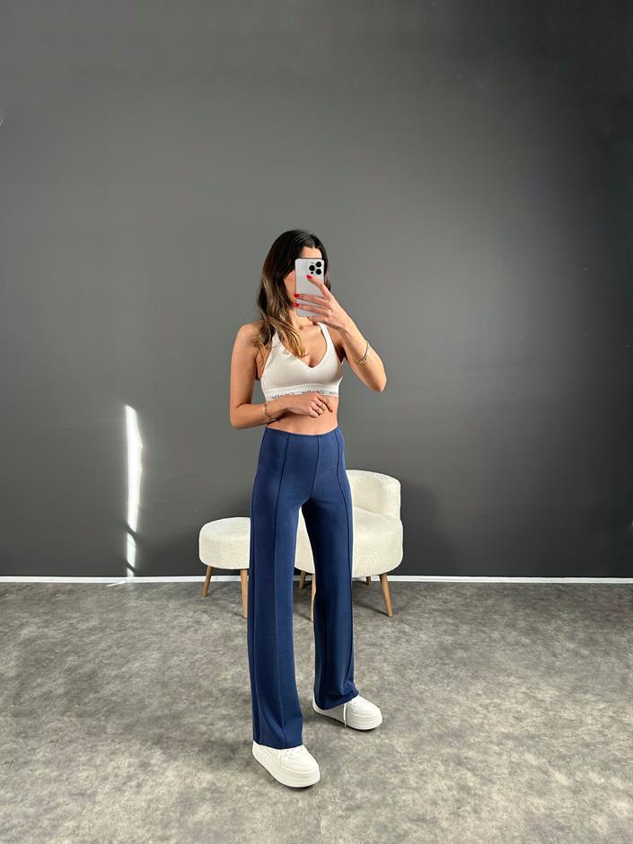 Mavi Çımalı Modal Pantolon