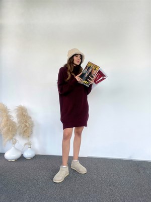 Bordo Mng Orijinal Marka Triko Elbise 