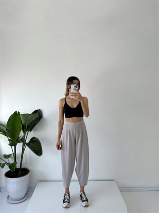 Brisa Gri Beli Lastikli Şalvar Pantolon 