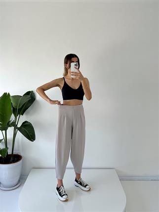 Brisa Gri Beli Lastikli Şalvar Pantolon 