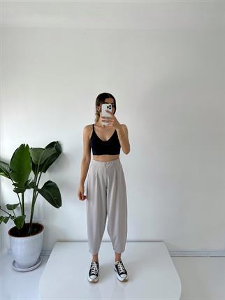 Brisa Gri Beli Lastikli Şalvar Pantolon 