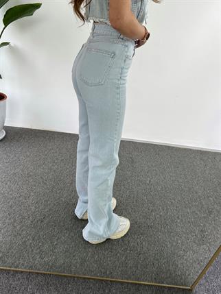 Buz Mavi Basic Straight Yırtmaçlı Jean 