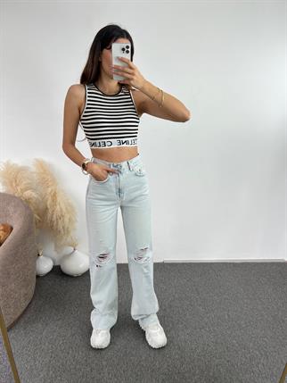 Buz Mavisi Yırtık Jean 