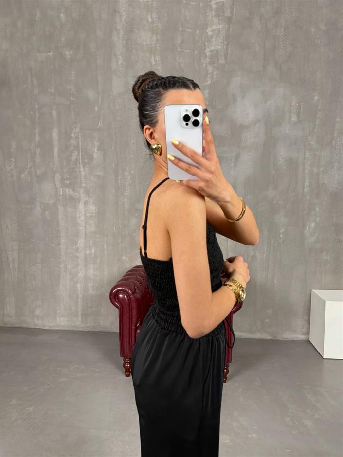 كروب بوستييه أسود مزخرف مع حمالات Gaus00120