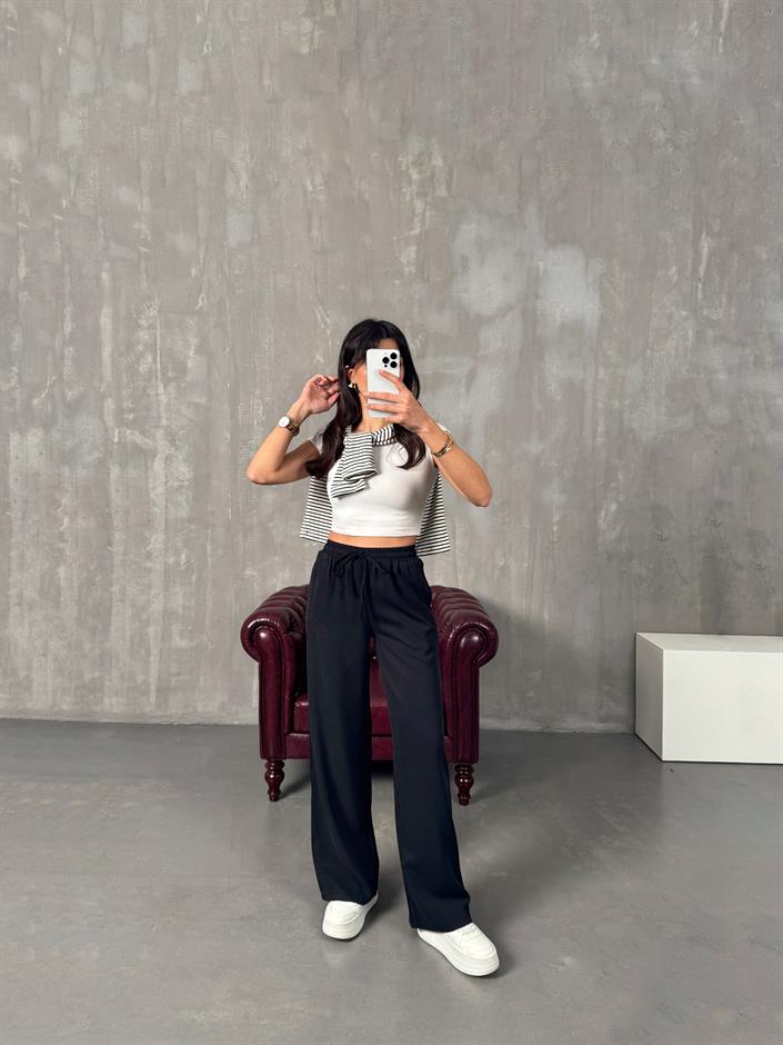 Parisian Siyah Tensel Muadil Beli Lastikli Pantolon