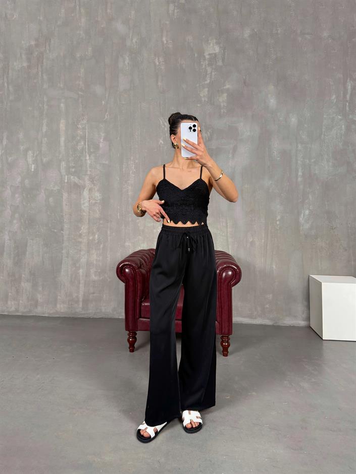 Siyah Beli Lastikli Salaş Pantolon Gaus00121