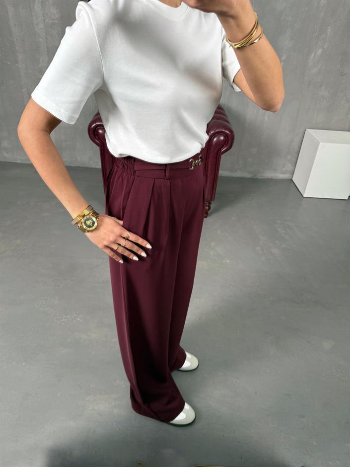 Lones Bordo Kemer Detaylı Pantolon