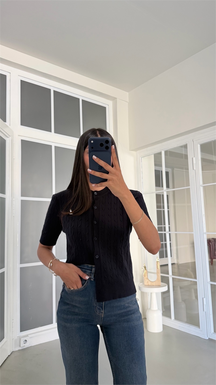 Lacivert Muadil Triko Bluz GAUS-02088
