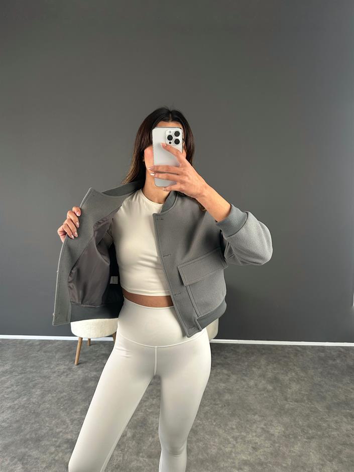 RD Gri Bomber Kaşe Ceket