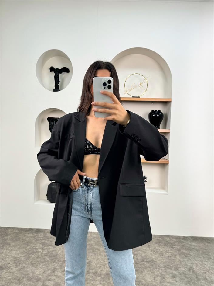 Pecho Siyah Astarlı Blazer Ceket