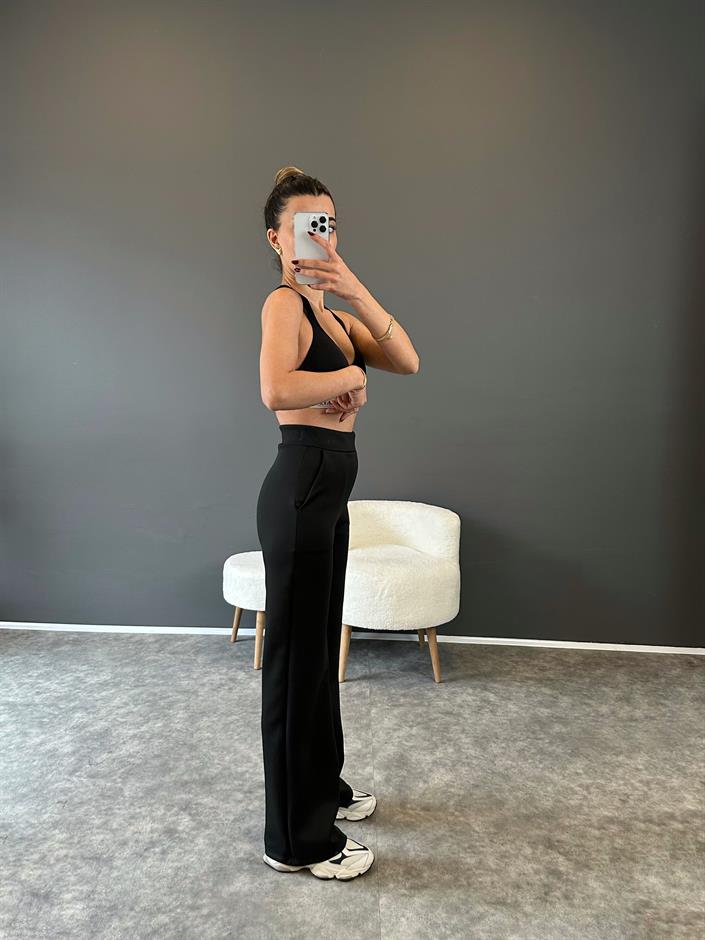 Sofy Siyah Model Scuba Palazzo Pantolon 