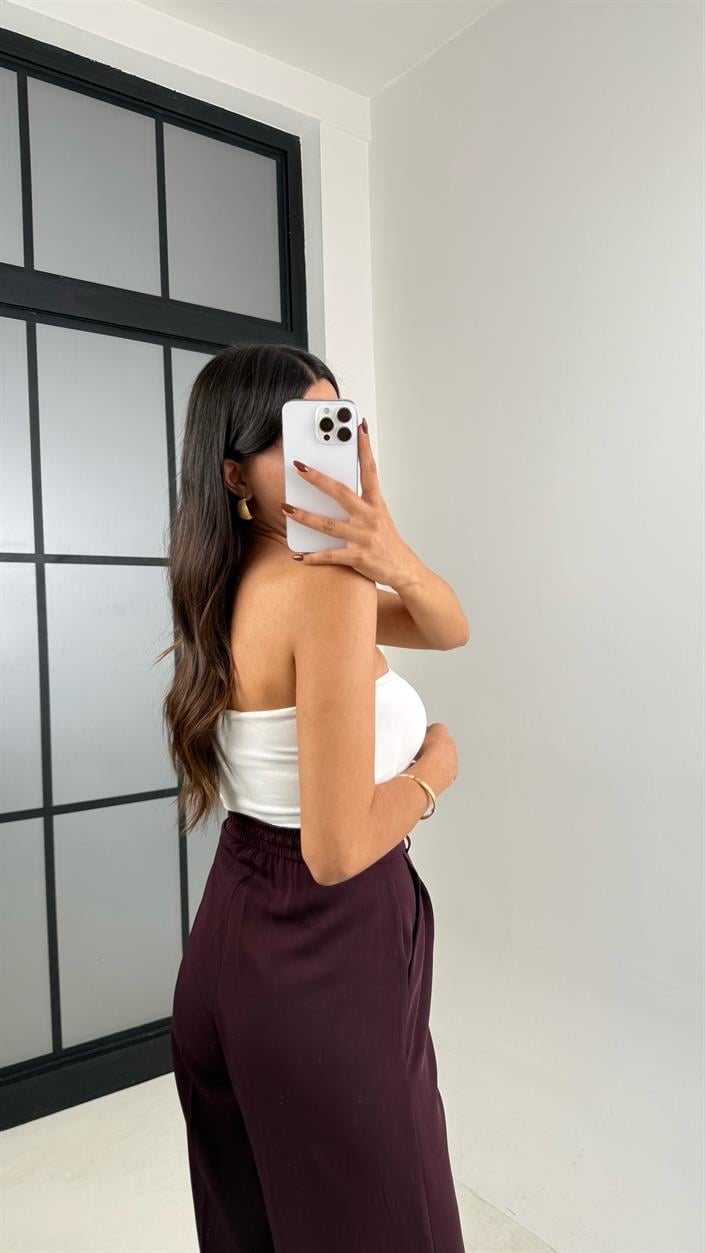 Bordo Gold Düğmeli Beli Lastikli Premium Pantolon GAUS-00141