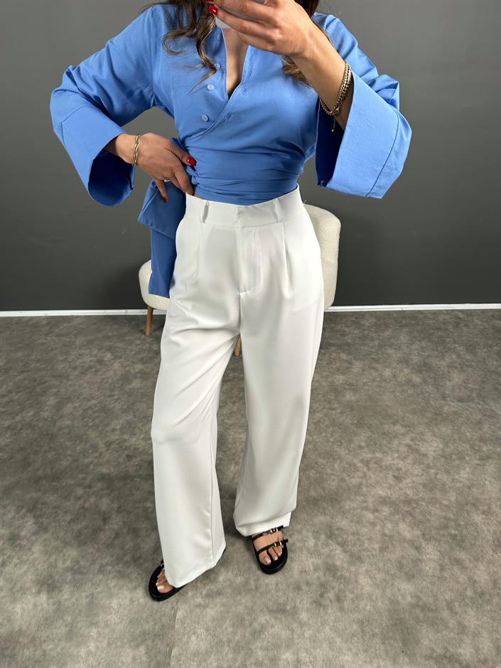 Beyaz Muadil Beyaz Palazzo Pantolon 