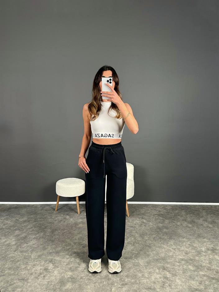 Oys Siyah Modal Palazzo Pantolon 