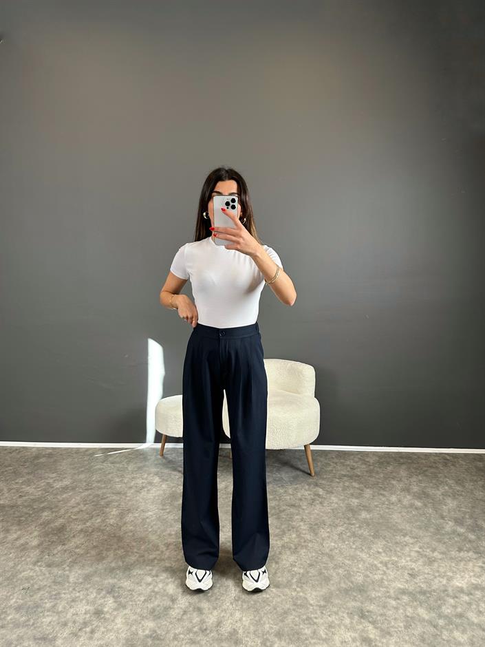 Pascal Lacivert Beli Lastikli Pantolon