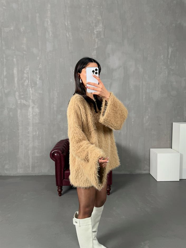 Endru Camel Sakallı Peluş Kazak