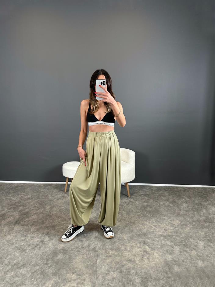 Leny Yeşil Modal Şalvar Pantolon 