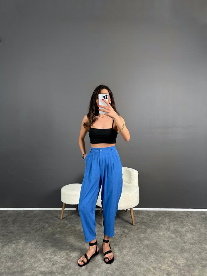 Wuud Mavi İthal Kumaş Şalvar Pantolon