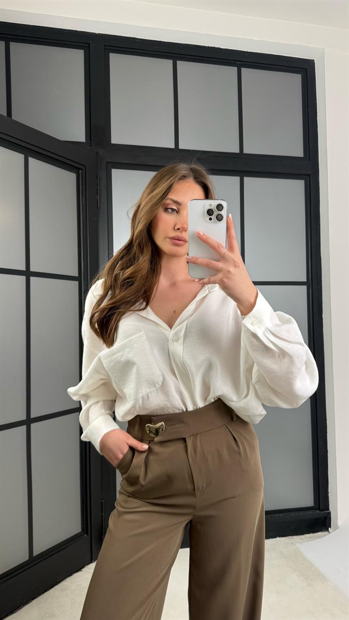 Haki Gold Toka Detaylı Pantolon GAUS-01168