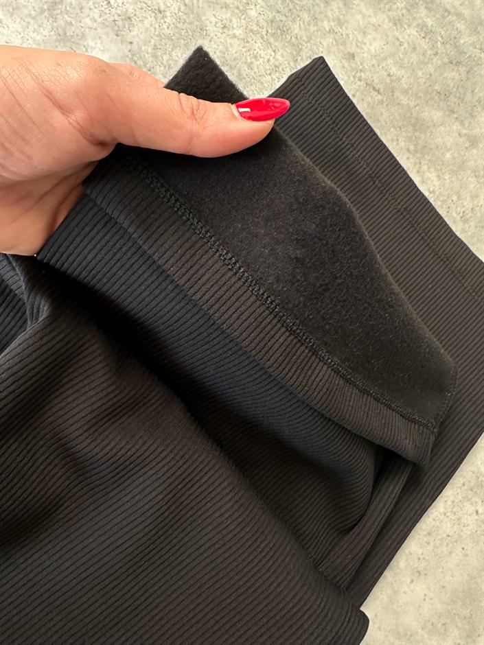 Aris Siyah Şardonlu Fitilli Pantolon 