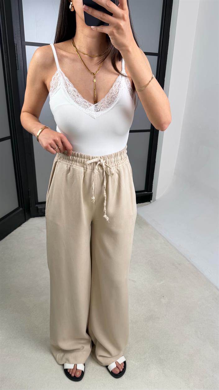 Taş Beli Lastikli Tencel Denim Pantolon GAUS-01474