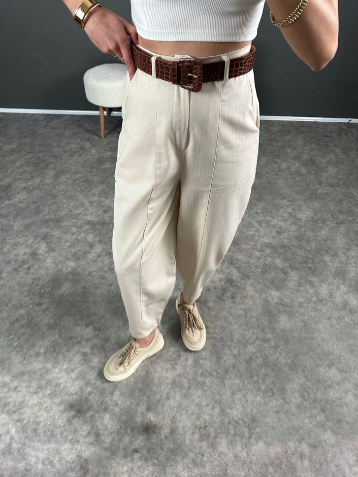 DC Taş Keten Kemerli Şalvar Pantolon 