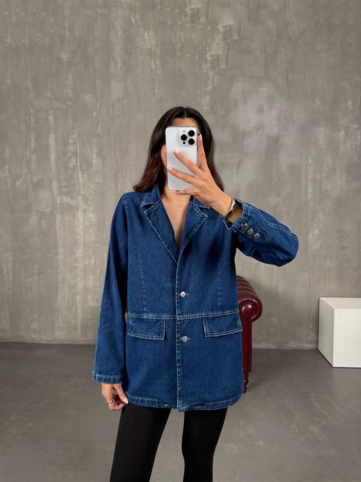 Yunga Lacivert Vatkalı Denim Ceket
