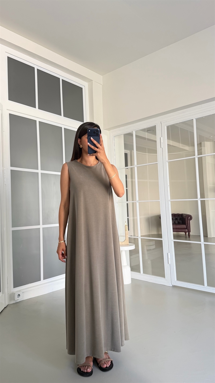 Haki OYS Model Sıfır Kol Basic Elbise GAUS-01729 GAUS-01728
