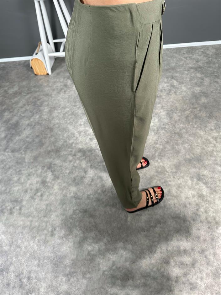 Fortuo Haki Gold Düğmeli Premium Pantolon