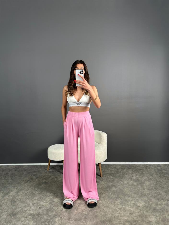 Anja Pembe Pike Modal Kumaş Pantolon 