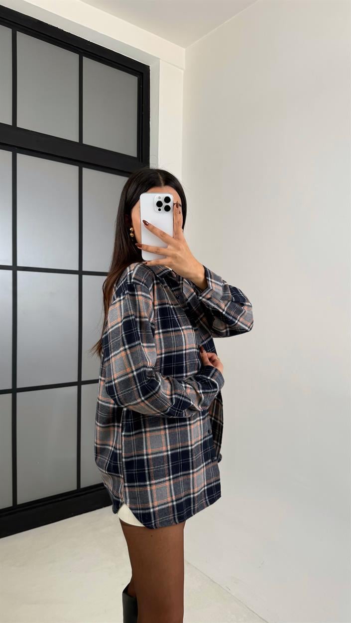 Lacivert Ekoseli Oduncu Gömlek GAUS-00462