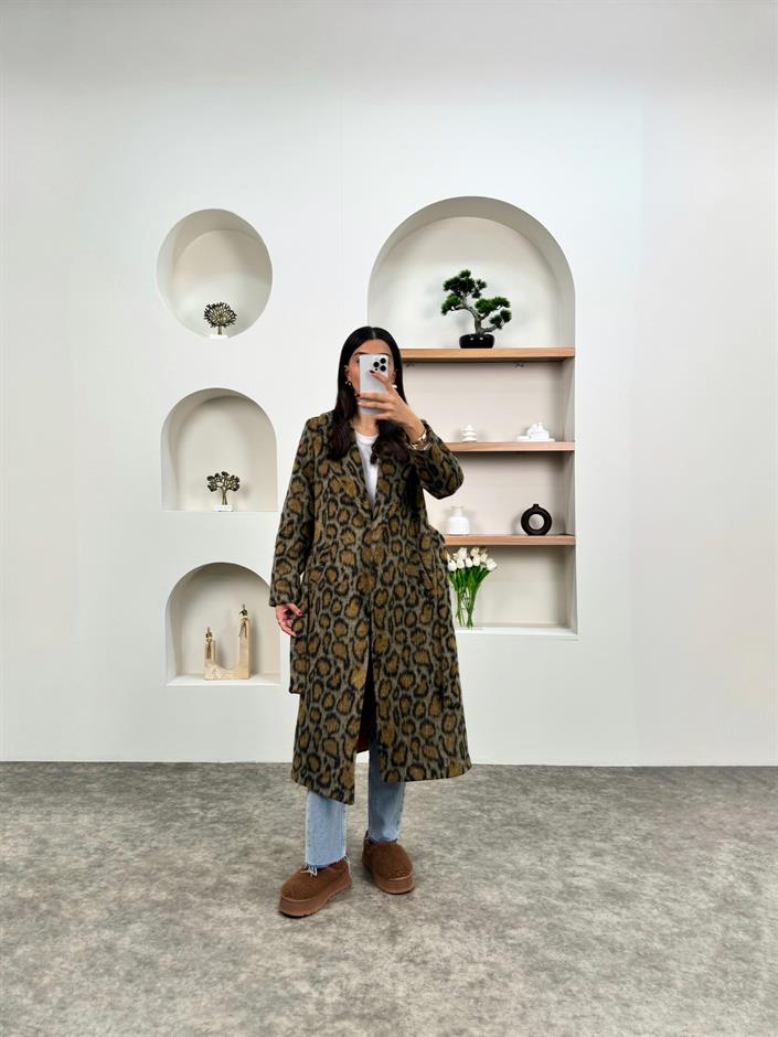 Orse Leopar Desenli Kırçıllı Astarlı Kaban