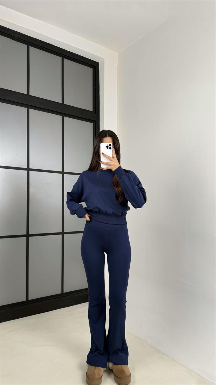 Lacivert Sweat İspanyol Paça Pantolon Muadil İkili Takım GAUS-00208