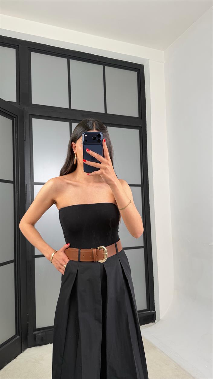 Siyah Kemerli Etek Pantolon GAUS-01571