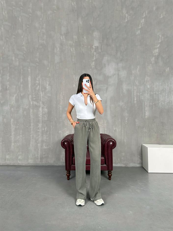 Haki Beli Lastikli MD Muadil Tensel Pantolon Gaus00190