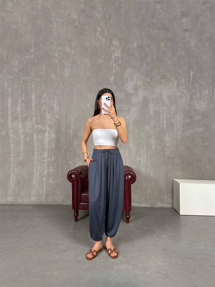 Antrasit Cepli Modal Muadil Şalvar Pantolon Gaus00207