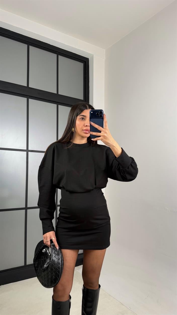 Siyah Basic İki İplik Elbise GAUS-01067