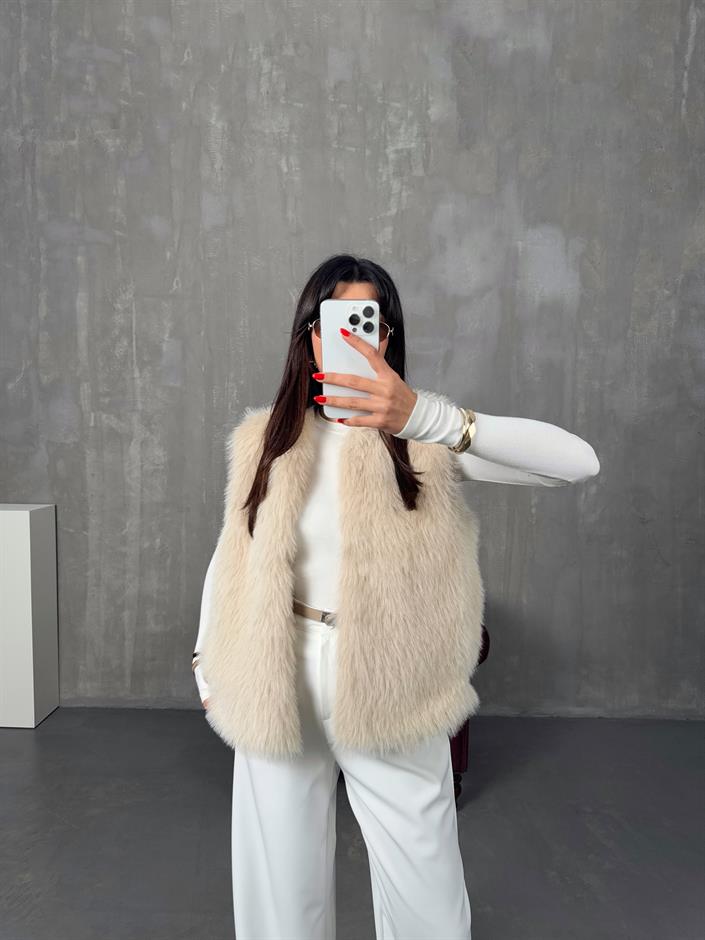 Tilly Taş Peluş Astarlı Kürk Yelek