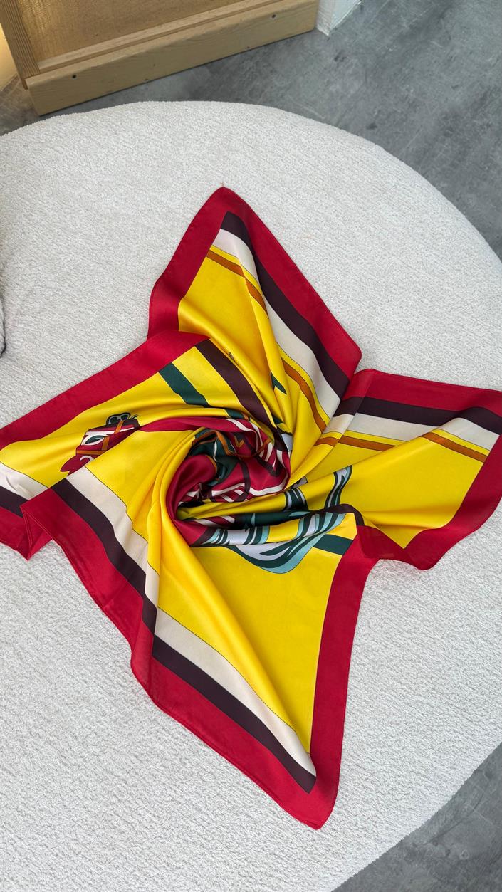 Kırmızı At Desenli Fular GAUS-00334