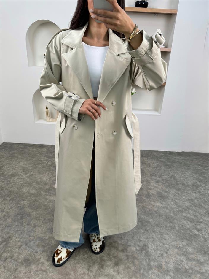 Zaria Taş Kemerli Astarsız Trençkot