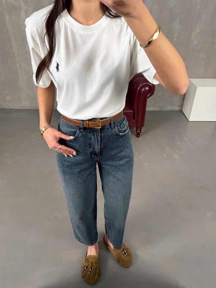 Ceremi Koyu Mavi Mom Jean