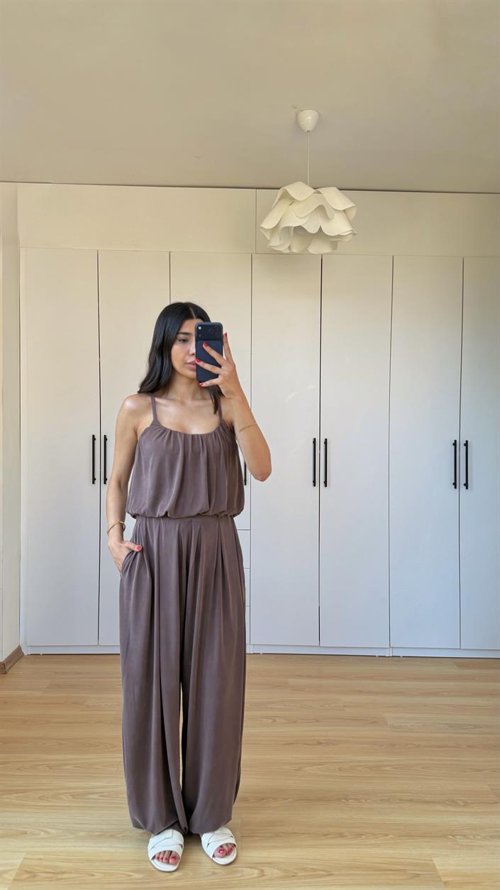 Kahve OYS Model Crop Üst Pantolon İkili Modal Kumaş Takım GAUS-01602