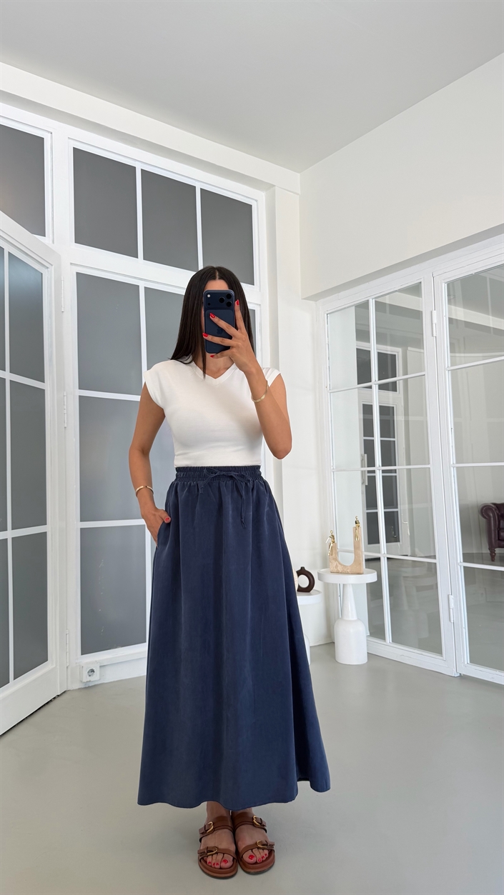 Lacivert MD Muadil Tencel Etek GAUS-01847