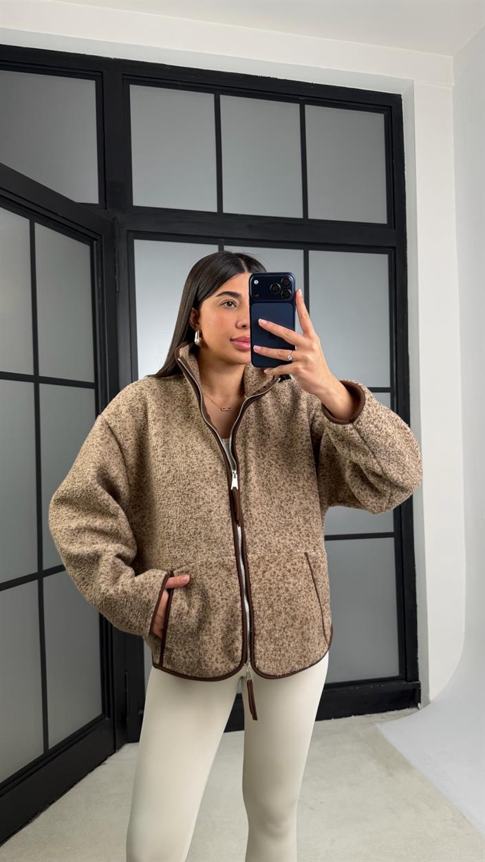 Kahve Cepli Polar Hırka GAUS-01177