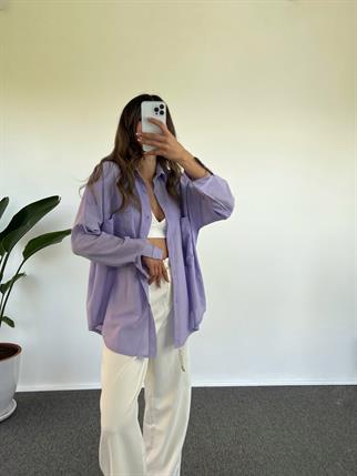 Caliope Lila Keten Oversize Gömlek