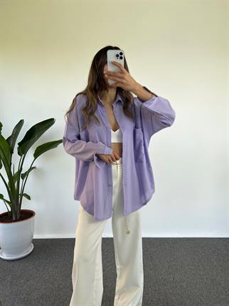 Caliope Lila Keten Oversize Gömlek