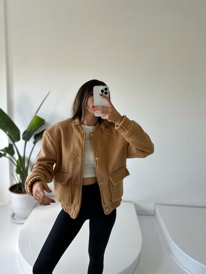 Camel Buklet Teddy Bomber Ceket